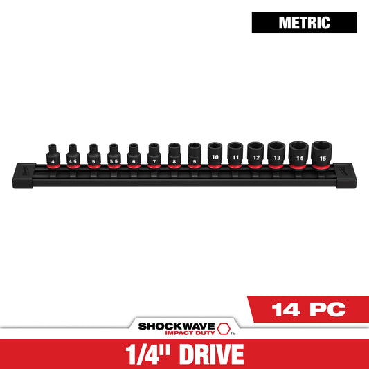 Milwaukee Tool 49-66-7002 14PC SHOCKWAVE™ Impact Duty Metric Standard 6 Point Socket Set, 1 ST