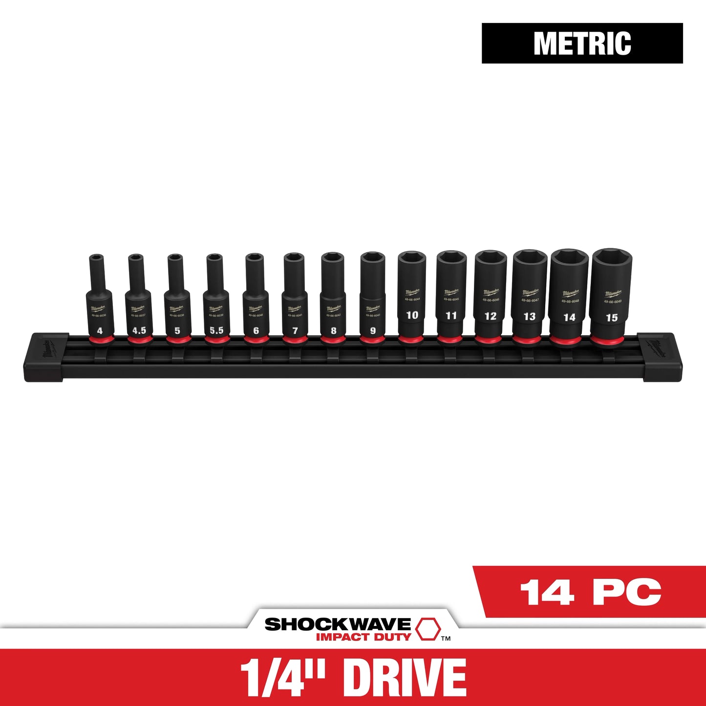 Milwaukee Tool 49-66-7003 14PC SHOCKWAVE™ Impact Duty Metric Deep 6 Point Socket Set, 1 ST