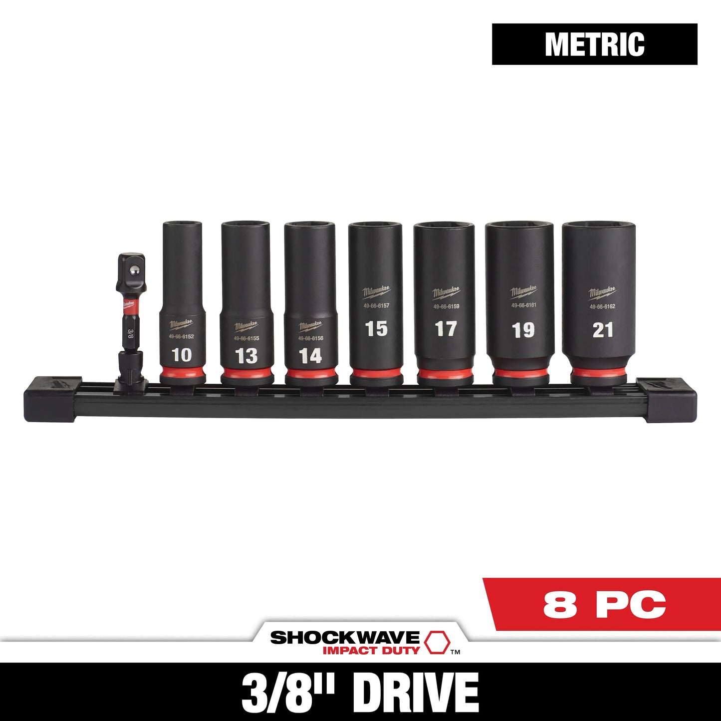 Milwaukee Tool 49-66-7021 8PC SHOCKWAVE™ Impact Duty 3/8" Drive Metric Deep 6 Point Socket Set, 1 ST