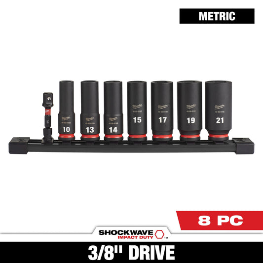 Milwaukee Tool 49-66-7021 8PC SHOCKWAVE™ Impact Duty 3/8" Drive Metric Deep 6 Point Socket Set, 1 ST