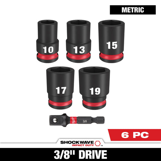 Milwaukee Tool 49-66-7036 6PC SHOCKWAVE™ Impact Duty 3/8" Drive Metric Standard Socket Set, 1 ST