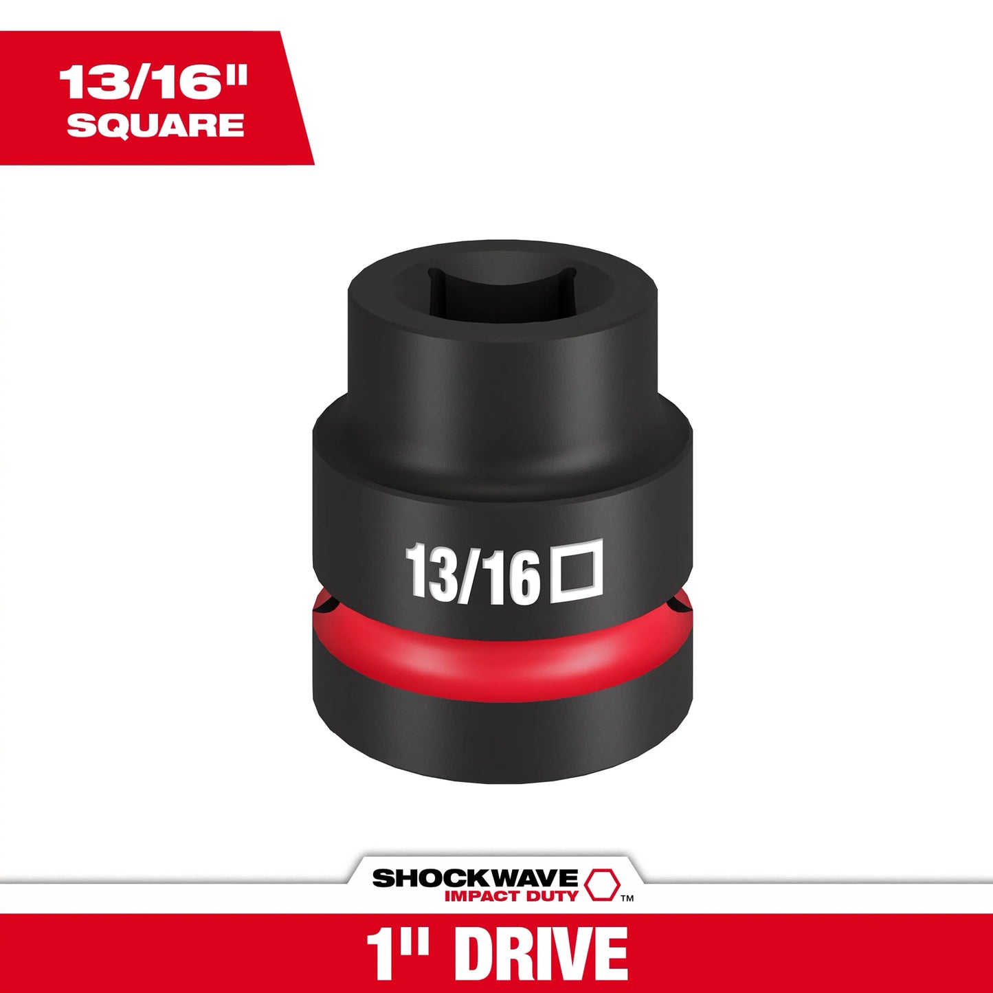 Milwaukee Tool 49-66-7841 SHOCKWAVE™ Impact Duty 1" Drive 13/16" Standard 4 Point Square Socket, 1 EA