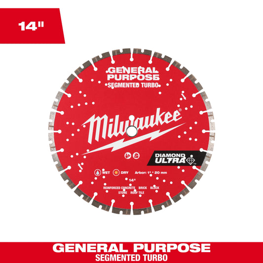 Milwaukee Tool 49-93-7540 14" Diamond Ultra Segmented Turbo General-Purpose Diamond Blade for M12 and M18 Cable Strippers, 1 EA