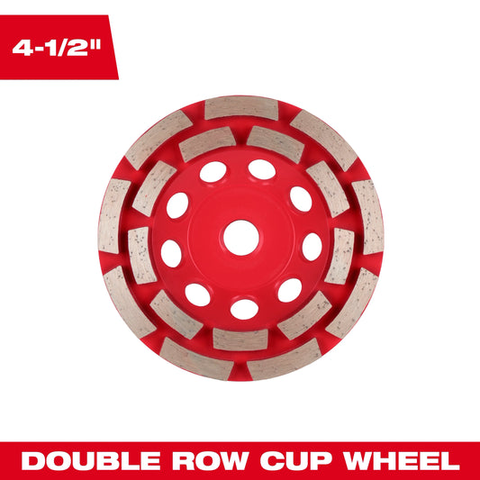 Milwaukee Tool 49-93-7754 4-1/2" DIAMOND MAX Double Row Diamond Cup Wheel, 1 EA