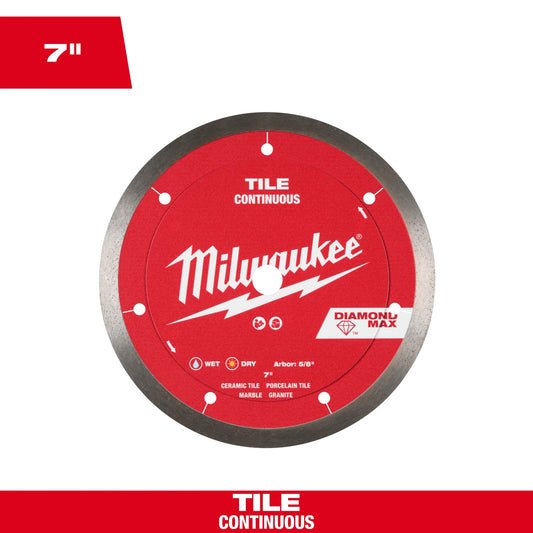 Milwaukee Tool 49-93-9207 7" DIAMOND MAX Continuous Tile Diamond Blade, 1 EA