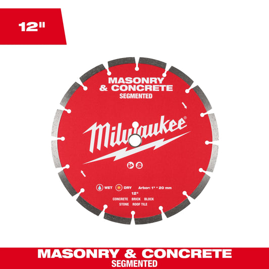 Milwaukee Tool 49-93-9312 12" Segmented Masonry & Concrete Diamond Blade, 1 EA