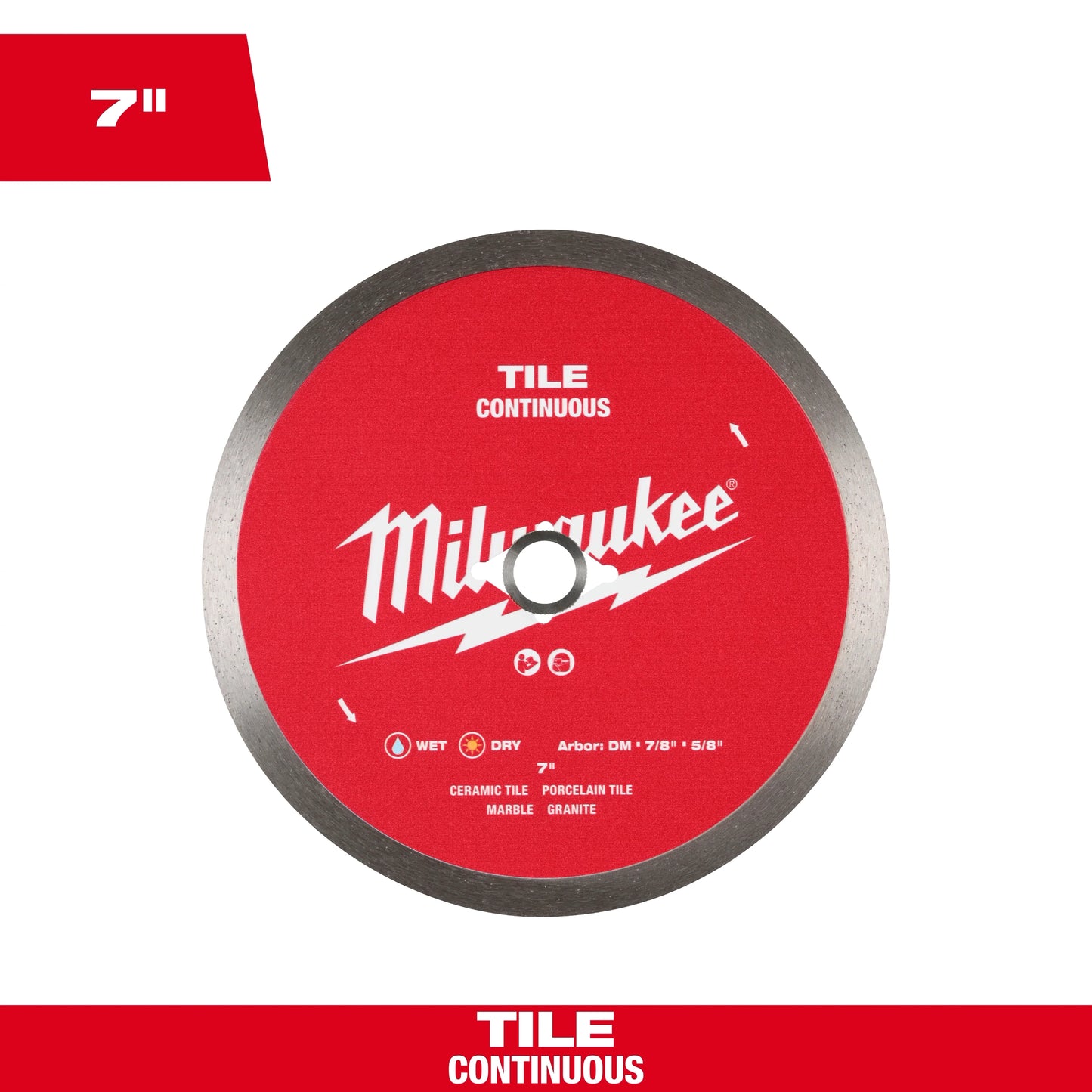 Milwaukee Tool 49-93-9507 7" Continuous Tile Diamond Blade, 1 EA