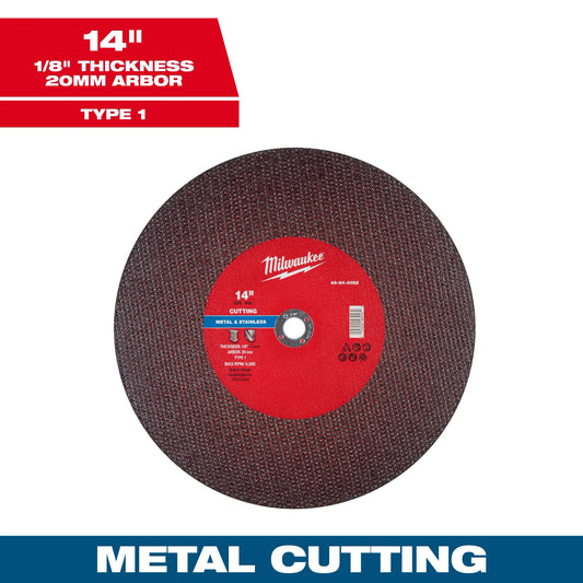 Milwaukee Tool 49-94-0068 14" x 1/8" x 20mm Metal Cut Off Wheel - Type 1, 1 EA
