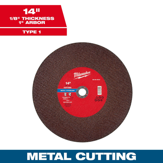 Milwaukee Tool 49-94-0073 14" x 1/8" x 1" Metal Cut Off Wheel - Type 1, 1 EA