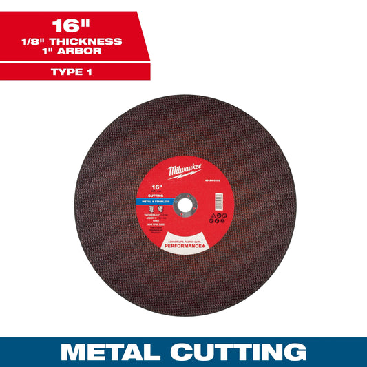 Milwaukee Tool 49-94-0183 16" x 1/8" x 1" Performance & Metal Cut Off Wheel - Type 1, 1 EA
