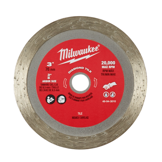 Milwaukee Tool 49-94-3010 3" Diamond Tile Blade, 1 EA