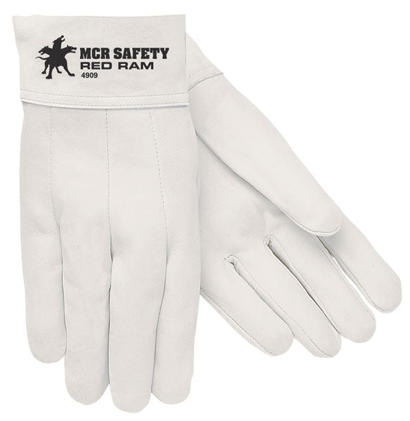 MCR Safety 4907 MCR Safety Red Ram® Leather Welding Work Gloves Grain Goatskin Leather 2.5 Inch Band Top, Clute Pattern (1 DZ)