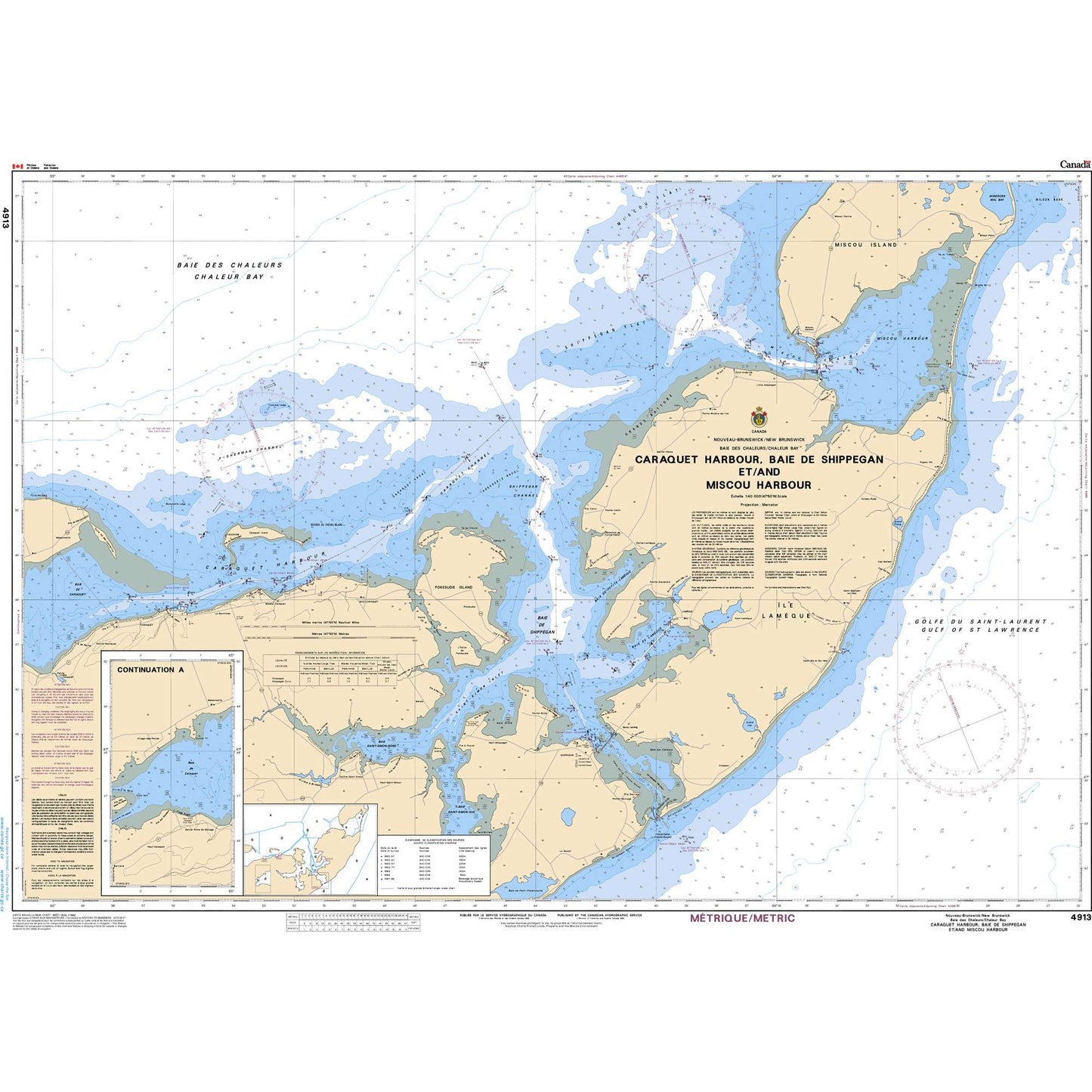 Paradise Clay CAN4913 CHS Chart Caraquet Harbour, Baie de Shippegan and / et Miscou Harbour
