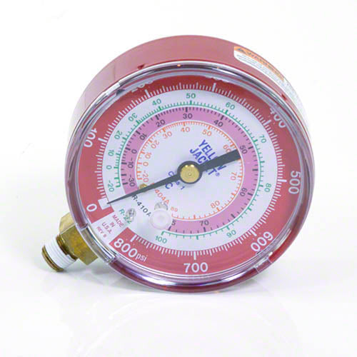 Yellow Jacket 49139 3-1/8", red pressure, 0-800 psi, R22/404A/410A gauge (Â°C)