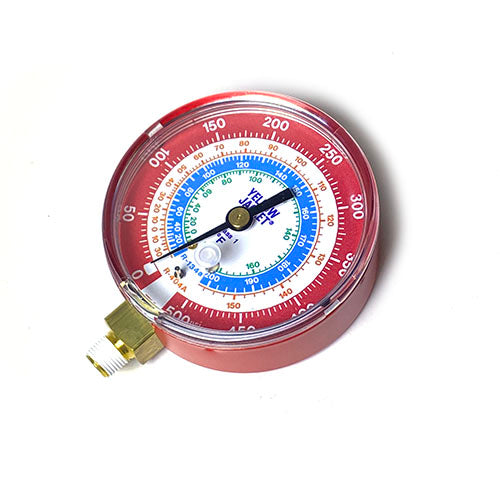 Yellow Jacket 49205 3-1/8", red pressure, 0-500 psi, R22/134a/404A certified gauge (Â°F)