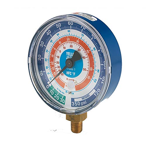 Yellow Jacket 49231 3-1/8", red pressure, bar/psi, R134a/404A/407C certified gauge (Â°C)