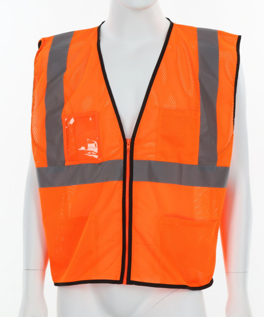 MCR Safety VCL2MOZM Luminator® Series Hi-Vis Reflective Orange Safety Vest Zipper Front Closure Meets ANSI/ISEA 1007 2020 Standard Type R Class 2 Compliant  (1 EA)