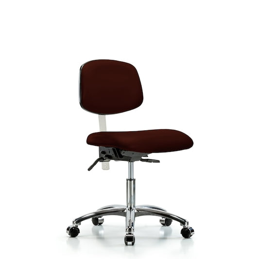 Blue Ridge Ergonomics NCR-VDHCH-CR-T0-A0-CC-8569 Class 100 Vinyl Clean Room Chair - Desk Height with Casters in Burgundy Trailblazer™ Vinyl