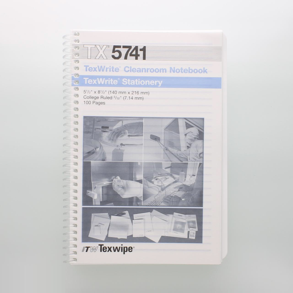 SOS Cleanroom Texwipe TX5741 TexWrite 5.5" x 8.5" White Cleanroom Spiral Notebook (Case Qty.) - Case