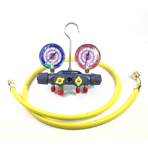 Yellow Jacket 49965 With 60" PLUS II RYB and 3/8" x 45Â°, R/B gauges, bar/psi, R32/R410A Â°F and Â°C