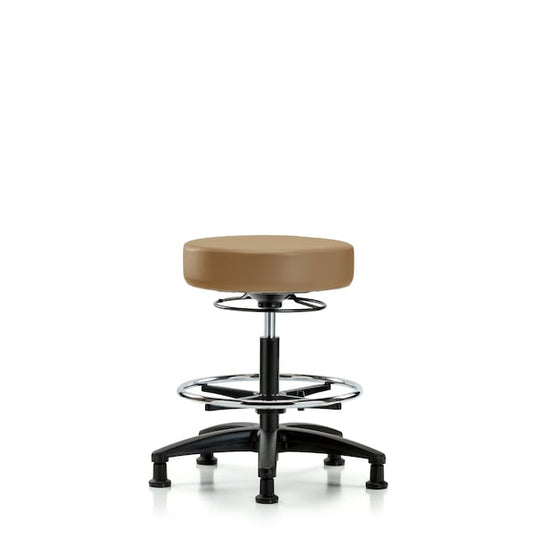 Blue Ridge Ergonomics VDHSO-RG-RG-8584 Rutledge Vinyl Stool without Back - Desk Height with Stationary Glides in Taupe Trailblazer™ Vinyl