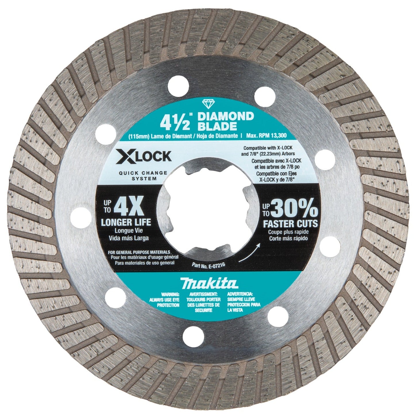 Makita E-12647 X‘LOCK 4‘1/2" Diamond Blade Variety Pack for Masonry Cutting, 3/pc