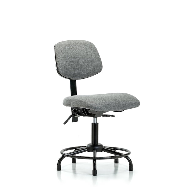 Blue Ridge Ergonomics FDHCH-RT-T1-A0-RG-F44 Rutledge Fabric Chair - Desk Height with Round Tube Base, Seat Tilt, & Stationary Glides in Gray Fabric