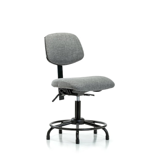 Blue Ridge Ergonomics FDHCH-RT-T1-A0-RG-F44 Rutledge Fabric Chair - Desk Height with Round Tube Base, Seat Tilt, & Stationary Glides in Gray Fabric