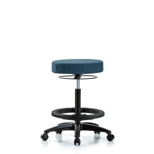 Blue Ridge Ergonomics FHBSO-RG-BF-RC-F43 Rutledge Fabric Stool without Back - High Bench Height with Black Foot Ring & Casters in Blue Fabric