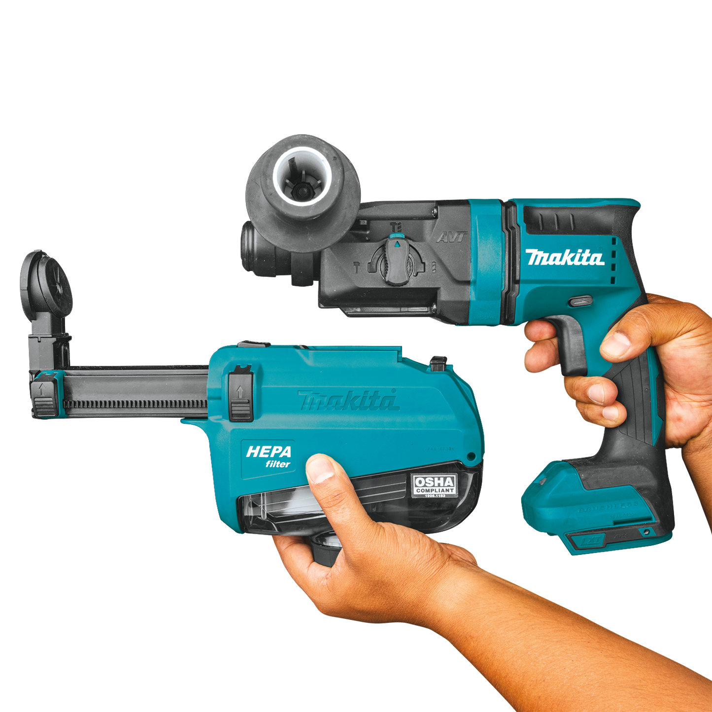 Makita XRH12TW 18V LXT® Lithium‘Ion Brushless Cordless 11/16" SDS‘PLUS AVT® Rotary Hammer Kit, w/ HEPA Dust Extractor, AWS® Capable (5.0Ah)