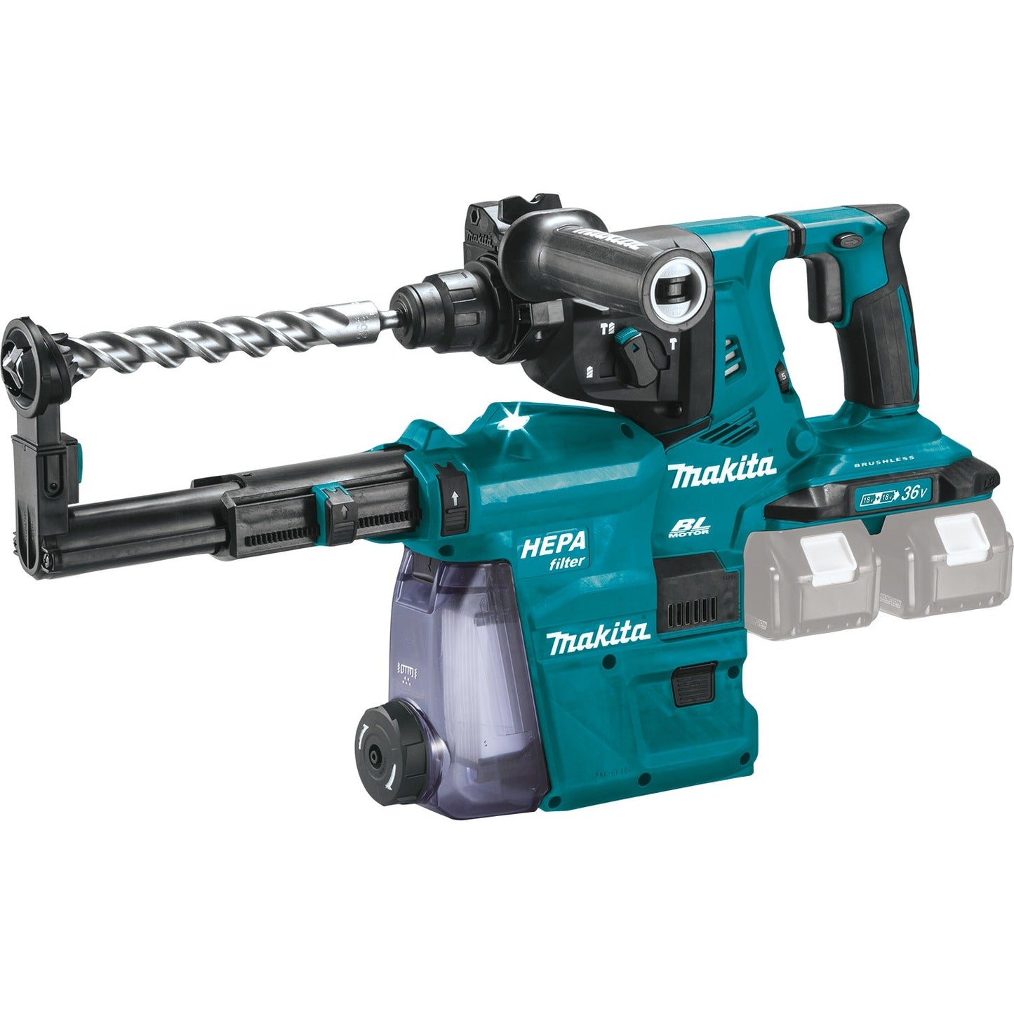 Makita XRH10ZW 36V (18V X2) LXT® Brushless 1‘1/8" SDS‘PLUS AVT® Rotary Hammer, w/ HEPA Dust Extractor, AFT®, AWS® Capable, Tool Only