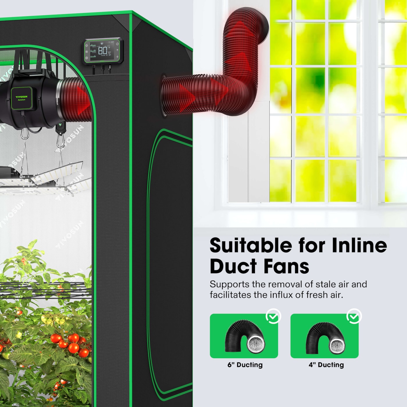 Vivosun Window Duct Kit, Portable AC Window Seal Kit, Fit with 4”/6” Ducting & 5.9” Hose