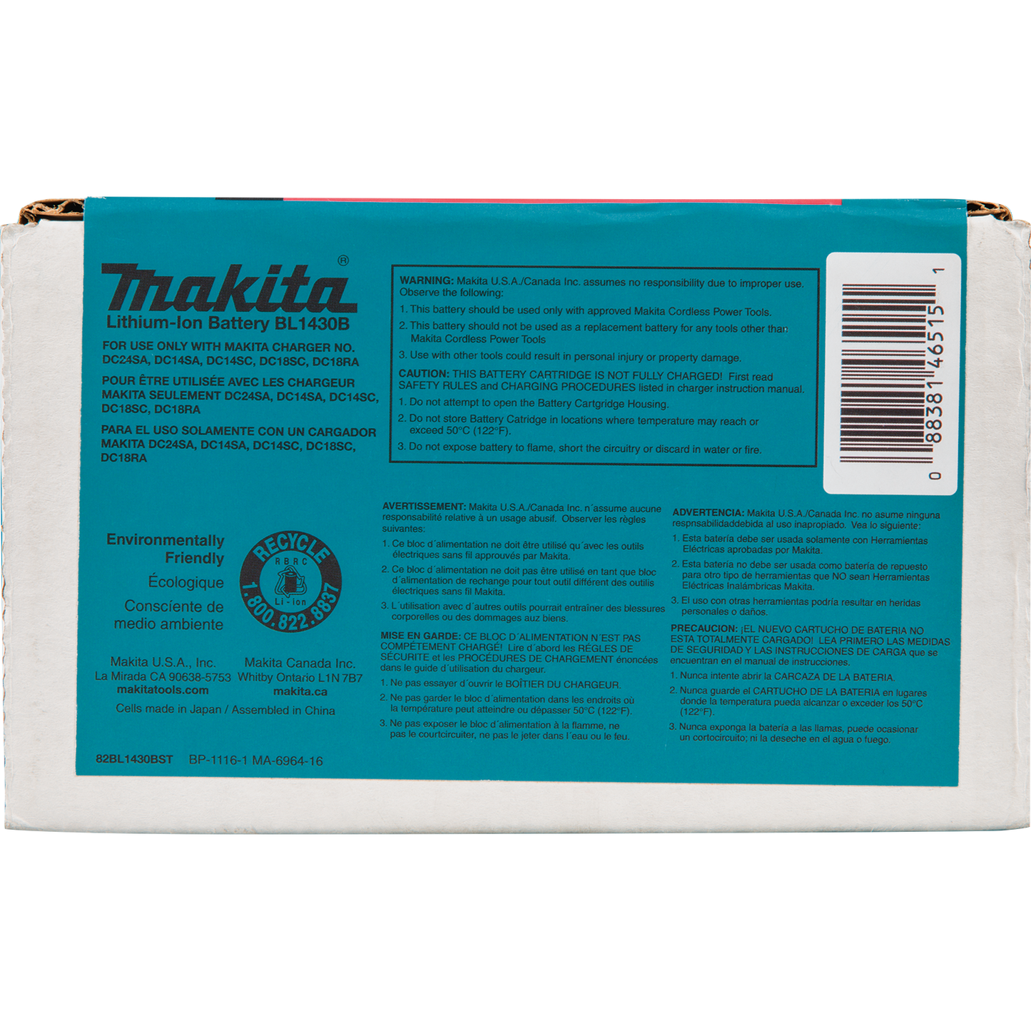 Makita BL1430B 14.4V Lithium‘Ion 3.0Ah Battery