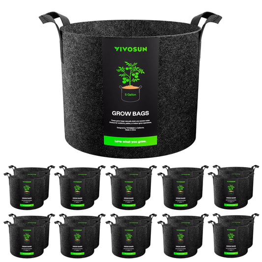 Vivosun 20-Pack 5 Gallon Grow Bags, Heavy Duty Thickened Nonwoven Fabric Pots with Handles for Flowers Fruits and Vegetables Black