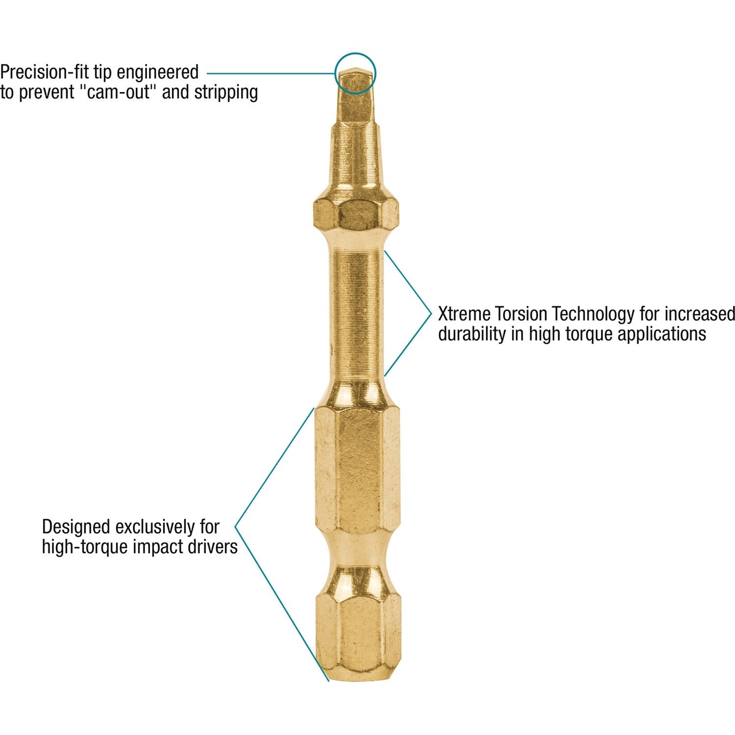 Makita B-60539 Impact GOLD® #2 Square Recess 2³ Power Bit, 15/pk