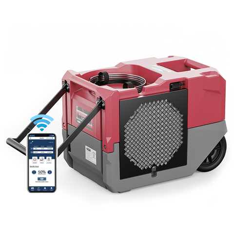 AlorAir Storm LGR 1250X Smart Wi-Fi 264 PPD Industrial Commercial Dehumidifiers with Pump for Basements, Garages, and Job Sites, Red