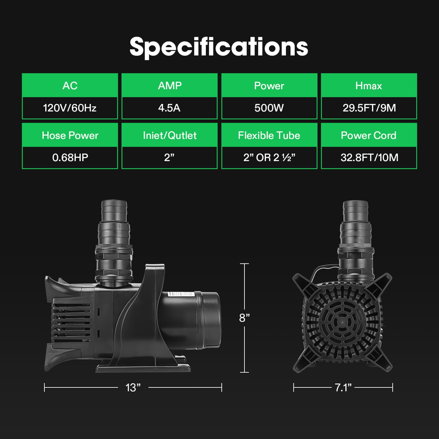 Vivosun Submersible Water Pump 8190 GPH