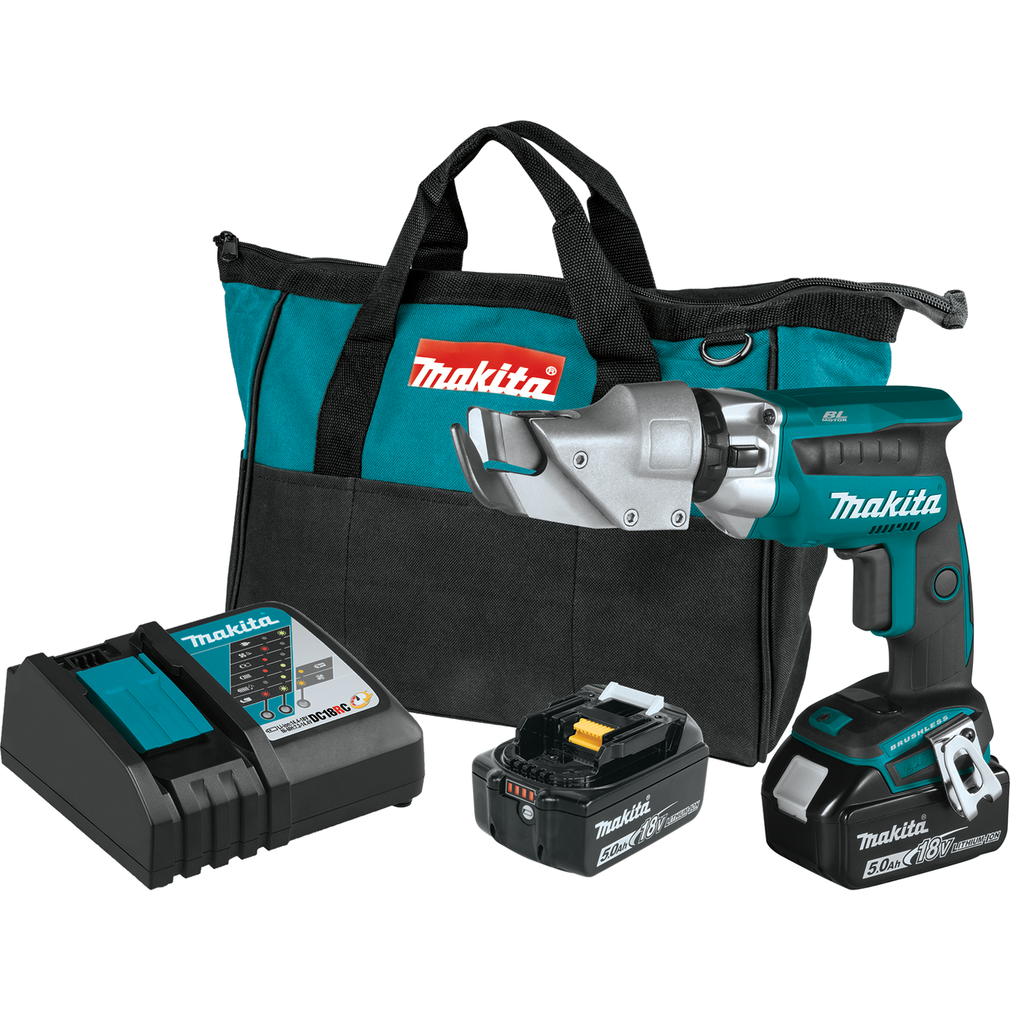 Makita XSJ04T 18V LXT® Lithium‘Ion Brushless Cordless 18 Gauge Offset Shear Kit (5.0Ah)