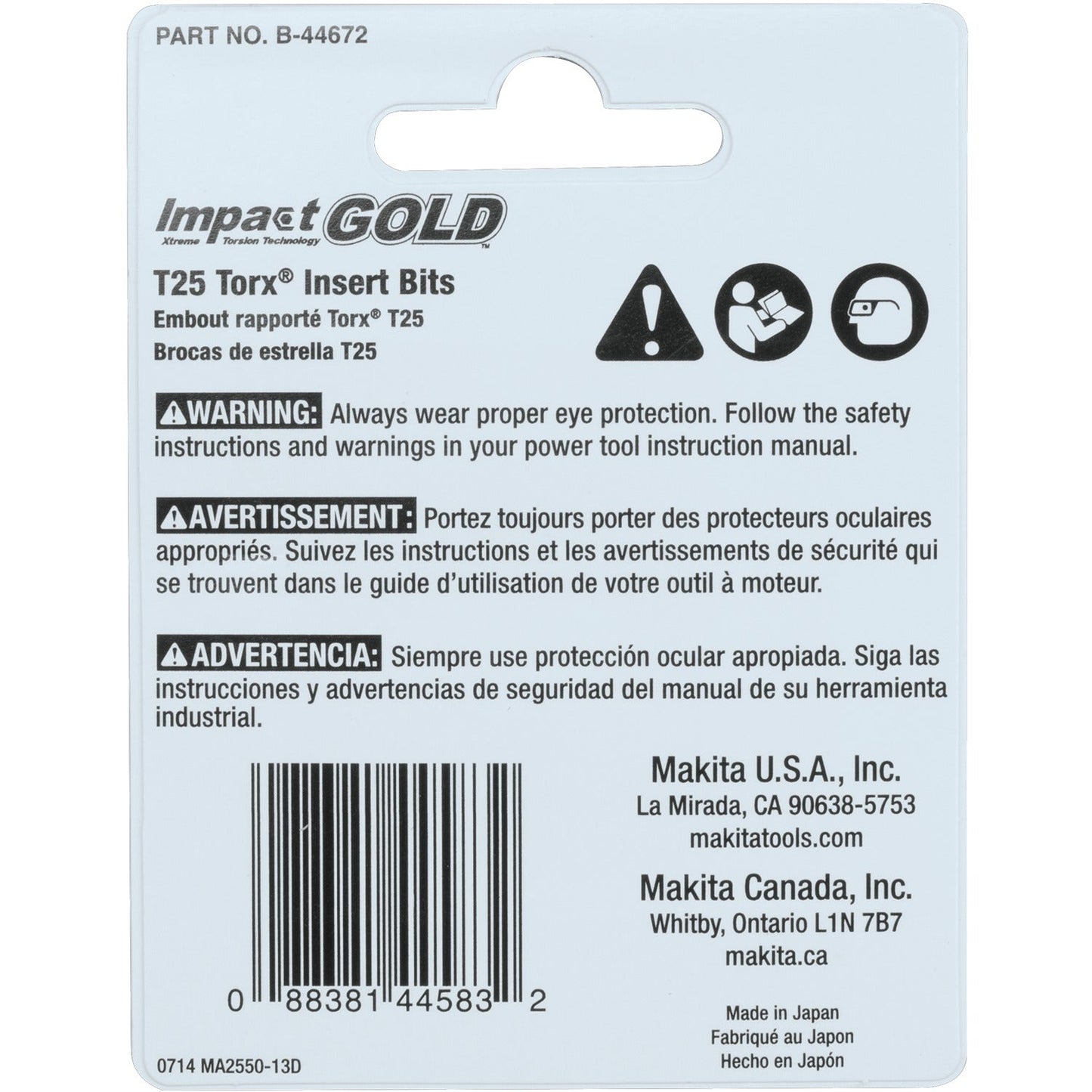 Makita B-44672 Impact GOLD® #25 Torx Insert Bit, 2/pk