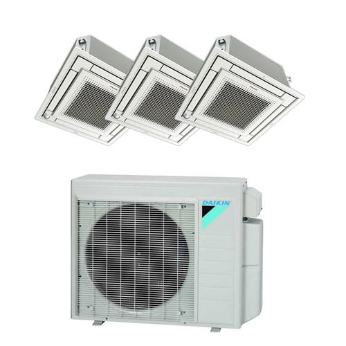 Daikin 36,000 BTU 17 SEER Tri Zone Ceiling Cassette Daikin Mini-Split Heat Pump System 9+12+15