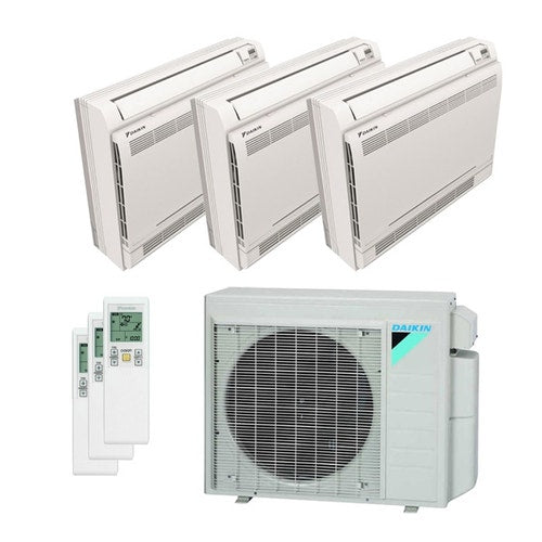 Daikin 36,000 BTU 22 SEER Tri Zone Floor Mounted Daikin Mini-Split Heat Pump System 9+12+15