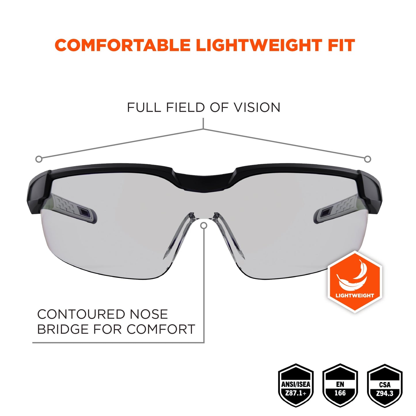 Ergodyne 50064 Skullerz DELLENGER Safety Glasses // Sunglasses with Adjustable Temples