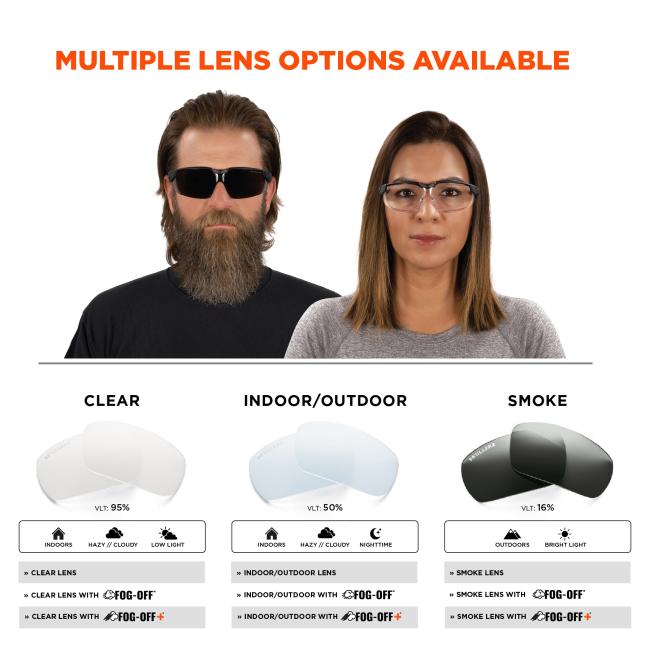 Ergodyne 50066 Skullerz DELLENGER Enhanced Anti-Fog & Scratch-Resistant Safety Glasses // Sunglasses with Adjustable Temples