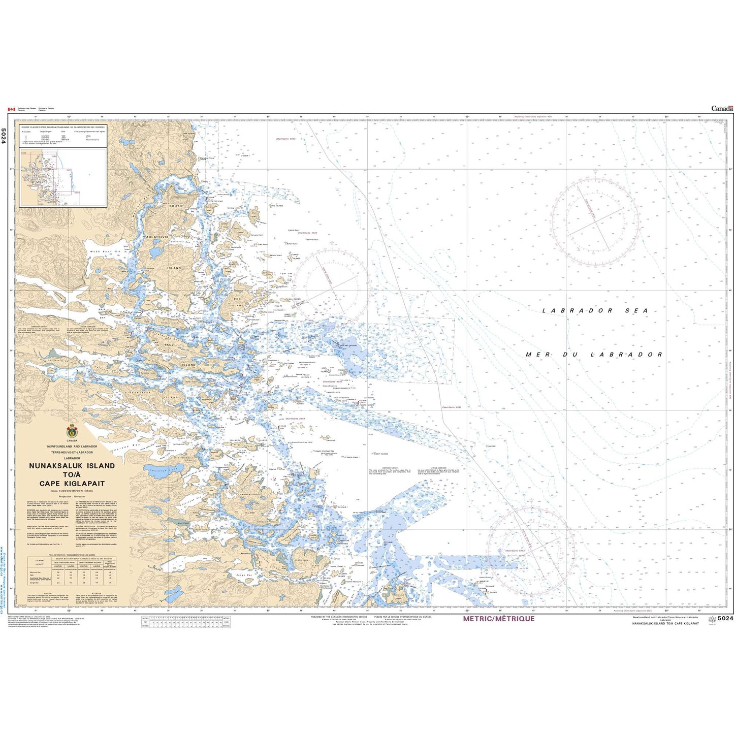Paradise Clay CAN5024 CHS Chart Nunaksaluk Island to/ Cape Kiglapait