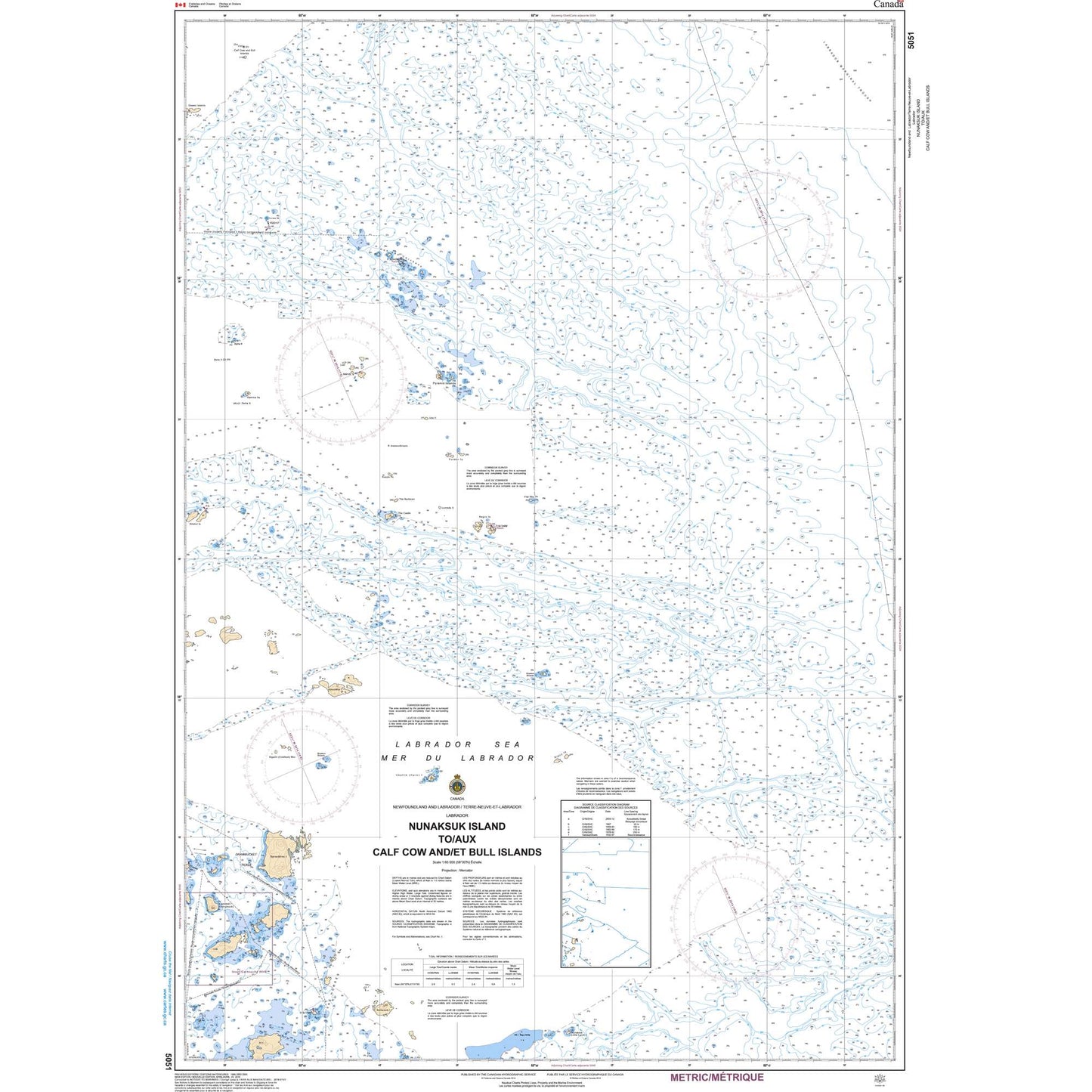 Paradise Clay CAN5051 CHS Chart Nunaksuk Island to/ Calf, Cow and/et Bull Islands