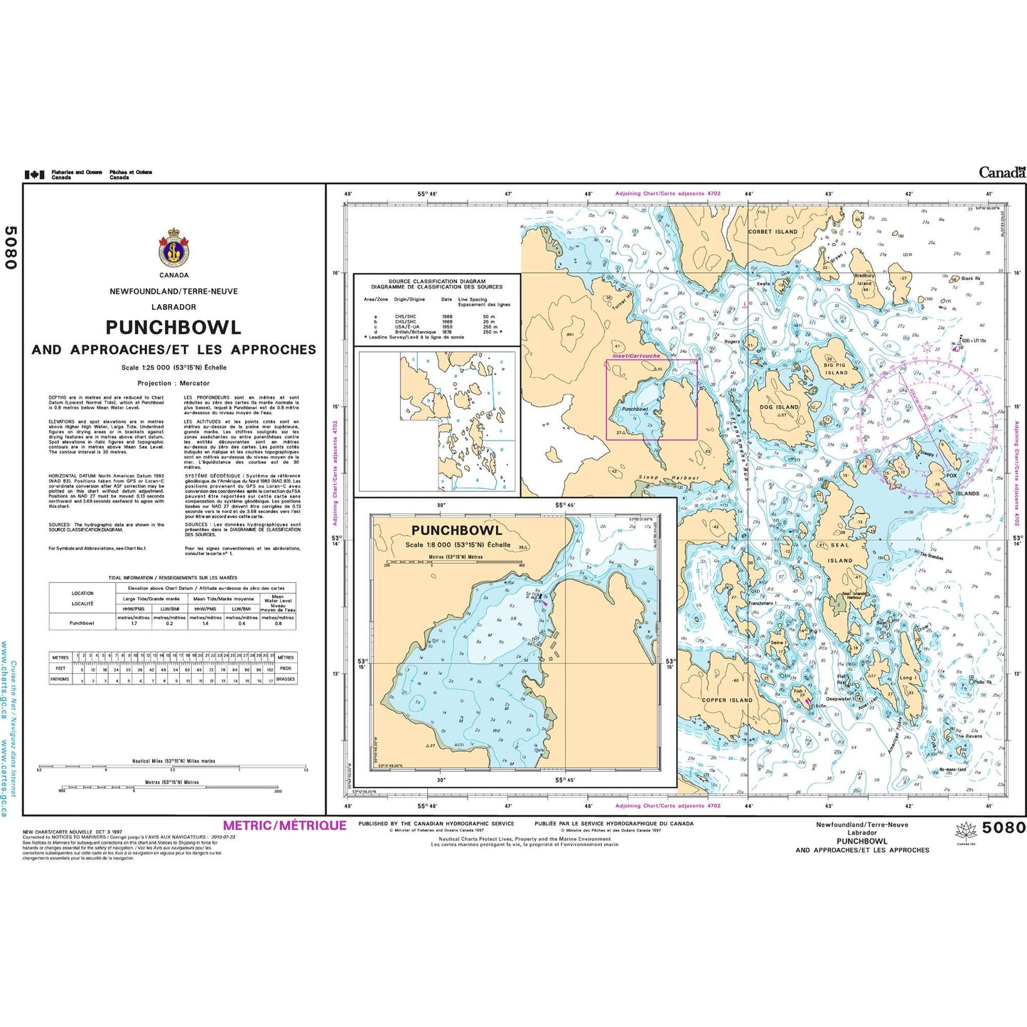 Paradise Clay CAN5080 CHS Chart Punchbowl Inlet and Approaches/et les approches