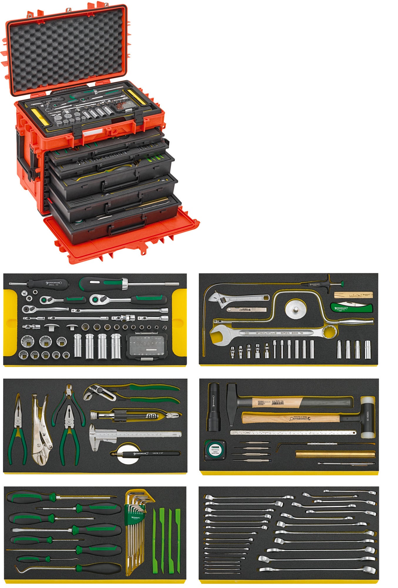 Stahlwille 98814935 13214A/1 WT/LR Line Maintenance Set (Inch) In Tool Trolley No. 13217