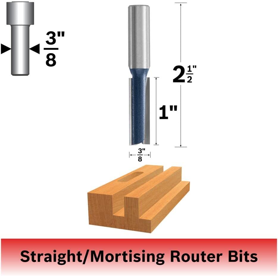 Bosch 85276M 3/8 In. X 1 In. Carbide Tipped 2-Flute Straight Bit