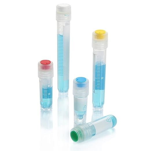 Globe Scientific 3032-1 Cryogenic Vials 1.0ml Sterile External Threads Attached Screwcap with O-ring seal CB SS PG WS