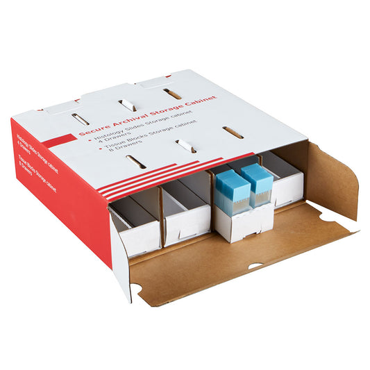 Globe Scientific 513028 Slide Storage Cabinet corrugated 4 drawers 2000 slides stackable 300×295×98mm